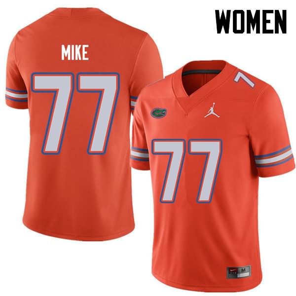 Women's NCAA Florida Gators Andrew Mike #77 Stitched Authentic Jordan Brand Orange College Football Jersey JHR8765QC